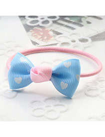 Fashion Blue Heart Pattern Decorated Bowknot Decorated Hair Band