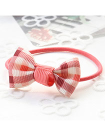 Fashion Beige Grid Pattern Decorated Bowknot Decorated Hair Band