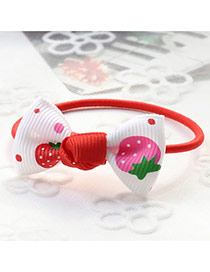 Fashion White Strawberry Pattern Decorated Bowknot Decorated Hair Band