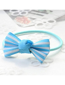 Fashion Blue Grid Pattern Decorated Bowknot Decorated Hair Band