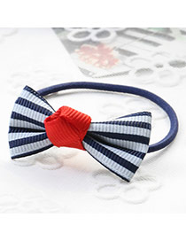 Fashion Navy Grid Pattern Decorated Bowknot Decorated Hair Band