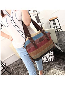 Fashion Multi-color Color Matching Decorated Patchwork Design Simple Shoulder Bag