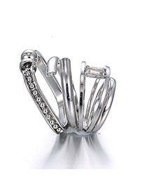 Fashion Silver Color Diamond Decorated Pure Color Design Ring (4pcs)