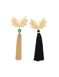 Fashion Gold Color Long Tassel Pendant Decorated Leaf Shape Brooch