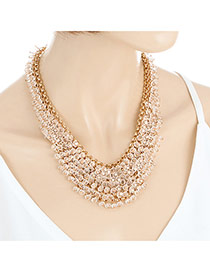 Fashion Gold Color Beads Decorated Multi-layer Design Simple Necklace