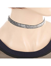 Fashion Silver Color Paillette Decorated Simple Thin Choker