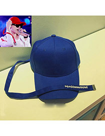 Fashion Blue Letter Patern Decorated Pure Color Baseball Cap