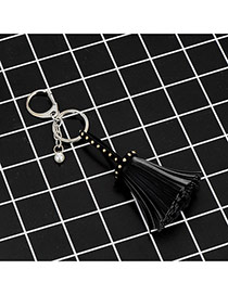 Fashion Black Key Chain Of Pure Color Decorated With Rivets