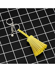Fashion Yellow Key Chain Of Pure Color Decorated With Rivets