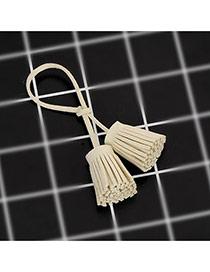 Trendy Creamy Color Key Chain Of Pure Color Decorated With Double Tassel