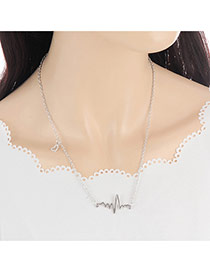 Fashion Silver Color Radio Wave Shape Pendant Decorated Simple Necklace