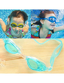 Fashion Light Blue Pure Color Decorated Simple Children Swimming Goggles (earplug)