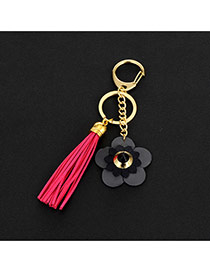 Lovely Plum-red&gray Flower&tassel Decorated Simple Key Ring