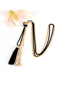 Bohemia Gold Color+black Double Layer Tassel Decorated Simple Long Chain Necklace