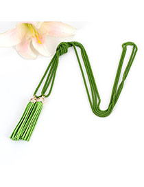 Bohemia Green Double Layer Tassel Decorated Simple Long Chain Necklace