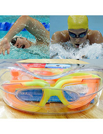 Fashion Orange Letter Pattern Decorated Simple Waterproof Swimming Goggles