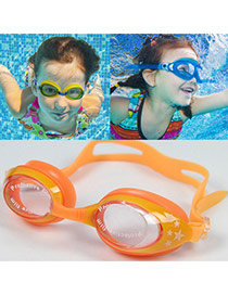 Lovely Orange Color Matching Decorated Simple Children Swimming Goggles