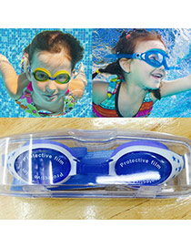 Lovely Blue Color Matching Decorated Simple Children Swimming Goggles