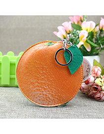 Fashion Orange Circular Ring&leaf Pendant Decorated Round Shape Simple Wallet