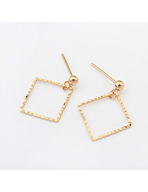 Fashion Gold Color Square Shape Pendant Decorated Pure Colr Design Earrings