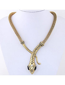 Personality Gold Color Snake Shape Decorated Pure Color Simple Necklace