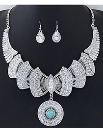 Fashion Silver Color+blue Bowknot Shape Decorated Pure Color Simple Jewelry Sets