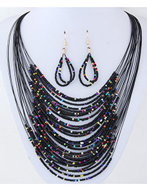 Bohemia Black Round Shape Decorated Simple Multilayer Jewelry Sets