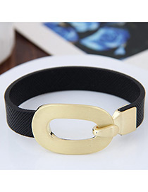 Personality Black Buckle Shape Decorated Simple Pure Color Bracelet