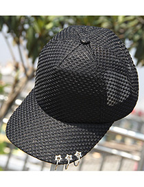 Fashion Black Pure Color Decorated Simple Sunshade Sport Cap