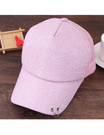 Fashion Pink Circular Ring Decorated Pure Color Simple Baseball Cap