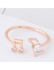 Personalized Rose Gold Musical Notation Shape Decorated Pure Color Opening Ring
