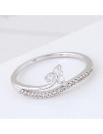 Personalized Silver Color Flower Decorated Pure Color Simple Ring