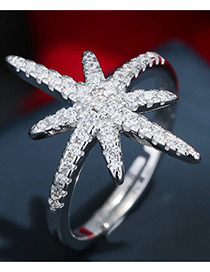 Trendy Silver Color Starfish Shape Decorated Pure Color Simple Ring