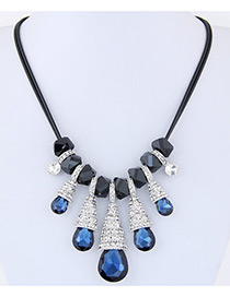 Fashion Sapphire Blue Waterdrop Shape Decorated Multi-color Simple Necklace