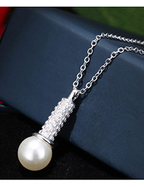 Elegant White+silver Color Pearl&diamond Pendant Decorated Color Matching Simple Earrings
