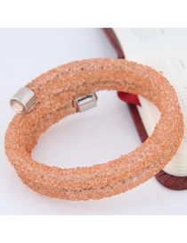 Trendy Orange Pure Color Decorated Double Layer Opening Bracelet