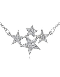 Elegant Silver Color Star Shape Decorated Simple Pure Color Long Chain Necklace