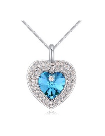Elegant Silver Color Heart Shape Pendant Decorated Simple Long Chain Necklace