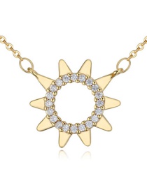 Fashion Gold Color Sun Shape Pendant Decorated Simple Long Chain Necklace