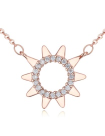 Fashion Rose Gold Sun Shape Pendant Decorated Simple Long Chain Necklace