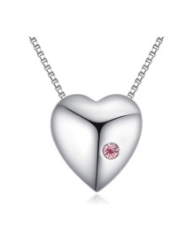 Fashion Pink Round Shape Decorated Simple Heart Design Long Chain Necklace