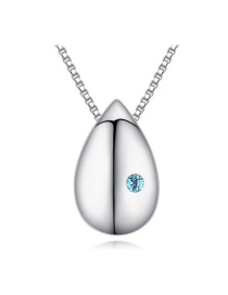 Fashion Blue Waterdrop Shape Decorated Simple Heart Design Long Chain Necklace