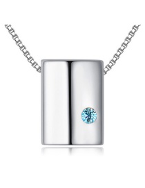 Fashion Blue Square Shape Decorated Long Chain Simple Necklace