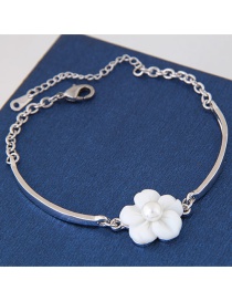 Elegant Silver Color Flower Shape Decorated Simple Short Chain Bracelet
