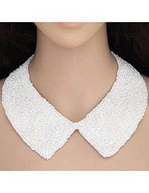 Fashion White Round Shape Decorated Simple Collar Necklace
