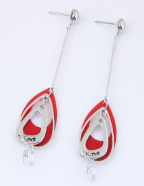 Sweet Red Geometric Shape Decorated Color Matching Earrings