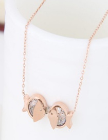 Sweet Gold Color Fish Shape Decorated Pure Color Necklace