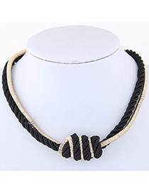 Fashion Black Knot Design Color Matching Simple Necklace