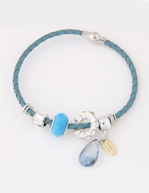 Trendy Blue Water Drop Shape Diamond Decorated Simple Bracelet