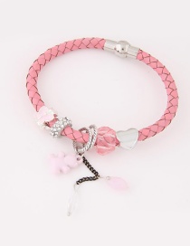 Trendy Pink Bear Pendant Decorated Simple Bracelet